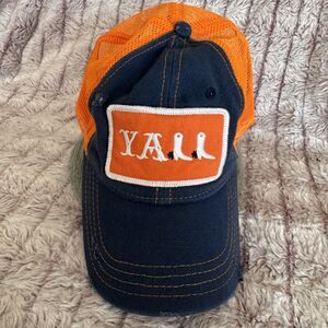 Y’all Trucker Hat Orange Mesh Snapback Southern Style Cap
